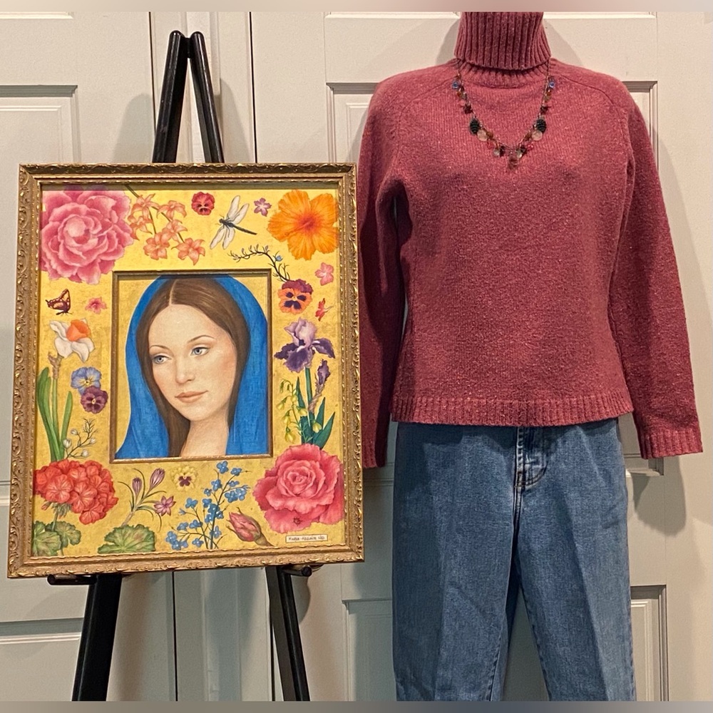 John Patrick rose colored turtleneck sweater